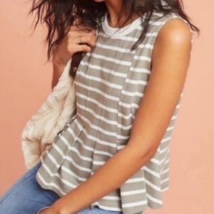 Anthropologie Postmark striped pleated Peplum tank